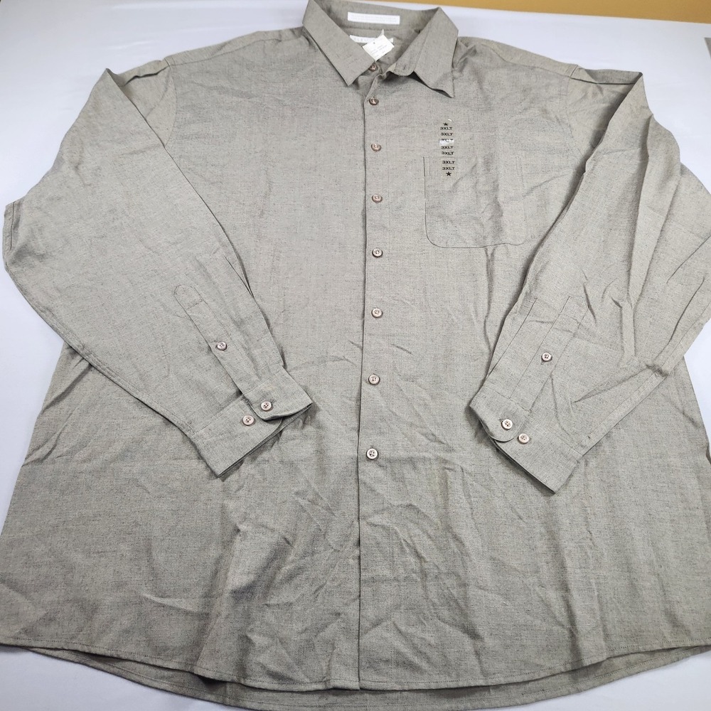 Men's Perry Ellis Big & Tall Long Sleeve Button Up Shirt Size 3XLT Poly/Rayon